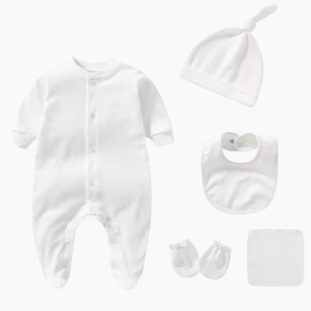 BabyBox "TOUT DOUX" – Coffret Cadeau Personnalisable Naissance Bébé (Pyjama, Bonnet, Bavoir, Moufles, Lavette, Boîte Cadeau)