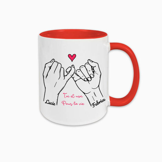 Mug Couple – Motif "2 Mains" avec Prénoms ❤️